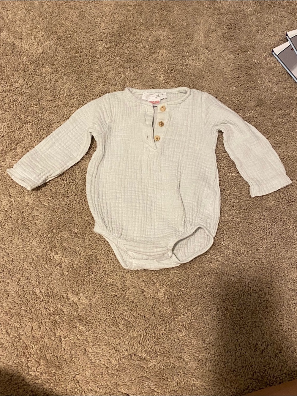 Zara Cream Long-Sleeve Henley Baby Bodysuit